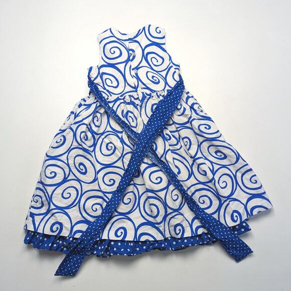 Jayne Copeland Dress Girls Size 6 Blue Swirl Polka Dot Sundress - Picture 4 of 6